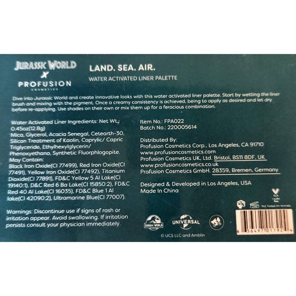 Jurassic World Profusion Cosmetics #FPA022 - Water Activated Eye Liner Palette N - Picture 5 of 5